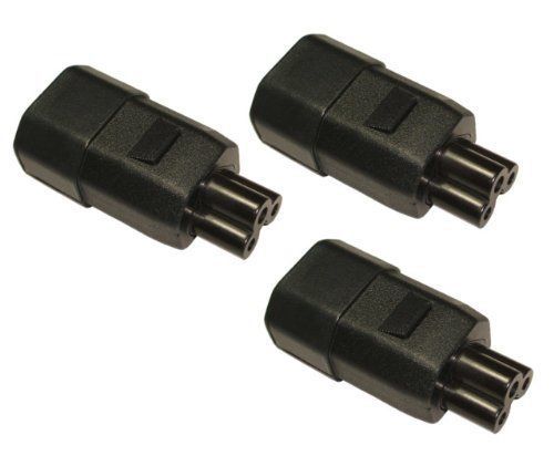 Conntek 3-30201 3-Pack Plug Adapter IEC C14 Plug to IEC C5 Connector, 2.5-Amp,