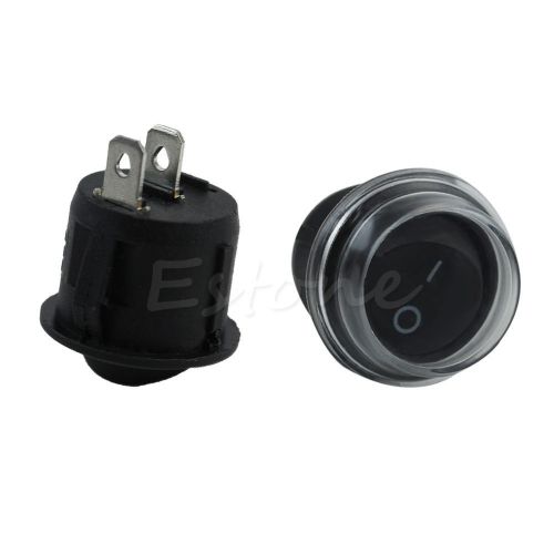 5x 2pin 12v round black spst on-off rocker boat switch snap + waterproof coat for sale
