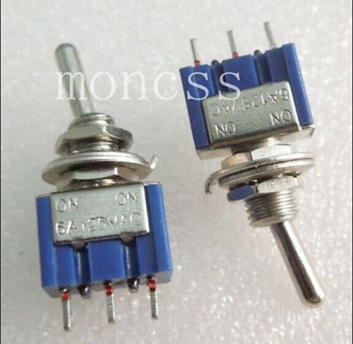 10pcs spdt toggle switch spdt on/on 2 position 3pins 3a-250v 6a-125v for sale