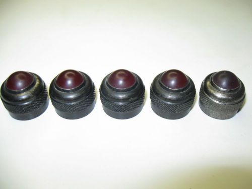 (5) Vintage DIALCO Military Mil-Spec Screw-on  1/2 ” Frosted RED Lens Caps