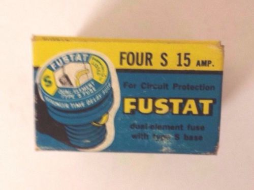 New, In Original Box Lot of 4 ~ Buss Fustat S 15, 15 Amp Dual Element Fuses