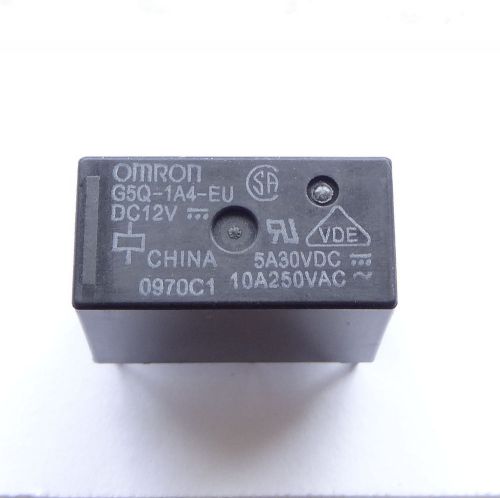 1 pc relay 12v coil, 10a contact, spst, by omron, p/n g5q-1a4-12vdc for sale