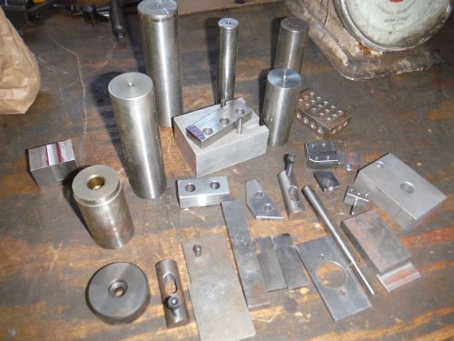Pile of steel metal plate setup jigs fixtures from shop with moore jig grinder d for sale