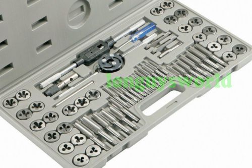 Tap &amp; die 60 pc set alloy steel both sae &amp; metric thread sizes threading tool for sale