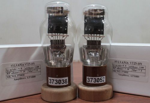 10Y VT25 Sylvania DHT made in USA brown base Amplitrex1000Tested #373038&amp;52