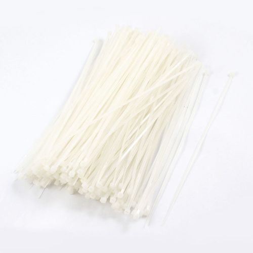 500 Pcs White Self Locking Zip Ties Wraps Straps 3mm x 180mm for Wire Cable