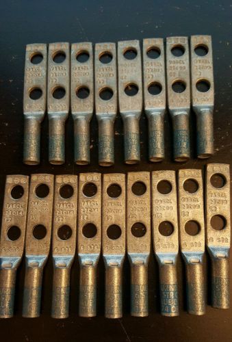 (lot of 10) burndy 6 awg 2-hole blue lug 1/4&#034; stud, 3/4&#034; center (ya6cl2tc14e2) for sale