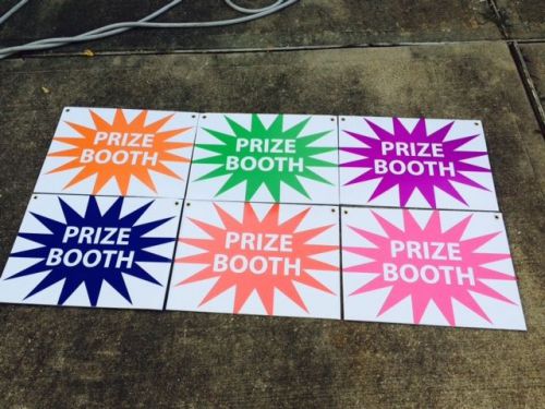 6 Prize Booth 18&#034;X24&#034; coroplast signs with grommets