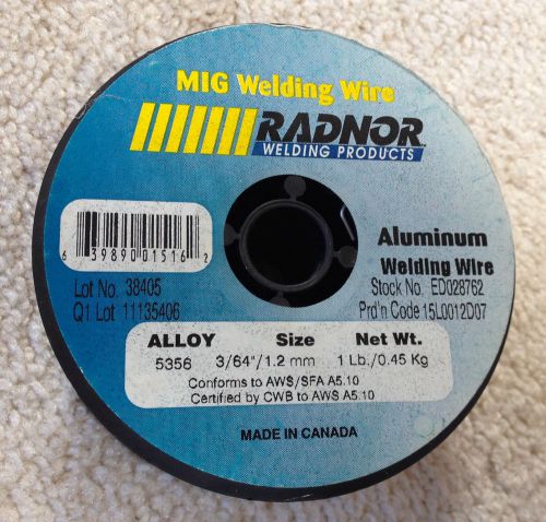 1 lb Spool 3/64&#034; 5356 Alloy Aluminum Mig Weld Wire - Radnor Welding Products