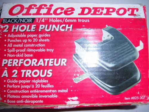 New 20 Sheet Office Depot 2-hole Paper Punch Adjustable Paper Guide