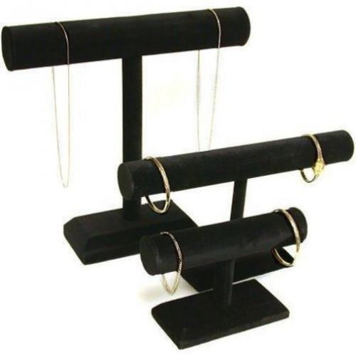 3 black velvet t-bar bracelet &amp; chain displays for sale