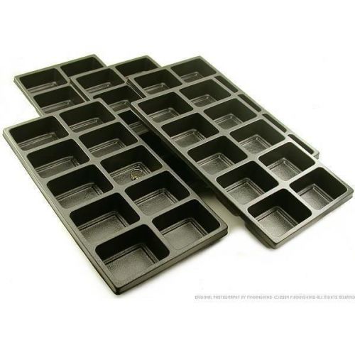 5 Black Plastic 10 Compartment Jewelry Tray Inserts