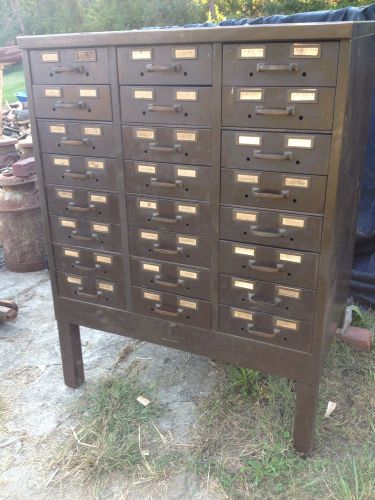 Vintage Steel  Industrial Card File Part Cabinet 24 Drawers &amp; Stand  Steampunk