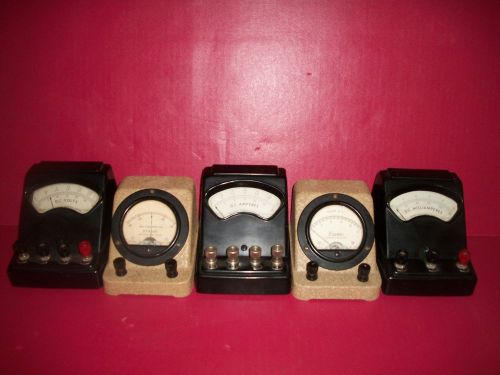Lot of 5 Vintage D.C. Voltmeters  STANSI and SARGENT-WELCH