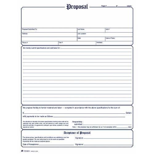 Adams Contractor&#039;s Proposal Forms, 8.5 x 11.44 Inch, 3-Part, Carbonless, New