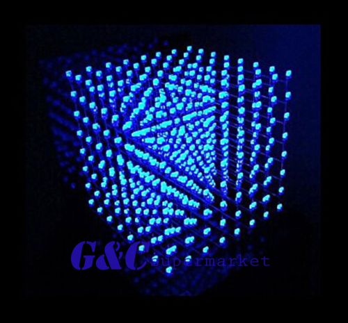 3D LightSquared DIY Kit 8x8x8 3mm LED Cube Blue Ray LED M114