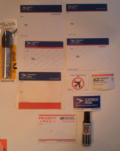 NOS Usps priority mail labels 228 bluetop label mix pack pilot  marker