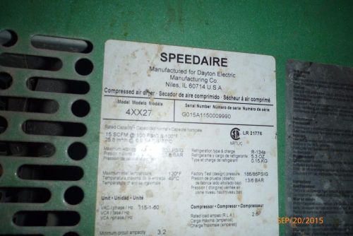 Speedaire refrigerated compressed air dryer 4xx27 used works great no reserve for sale
