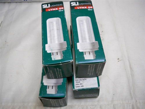 Lot of 4 Compact Fluorescent Bulbs-10W-4 pin-Lynx DE-NEW-Free Domestic Shipping