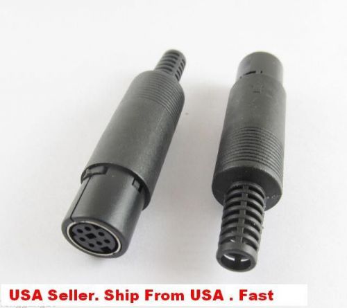 2  X 8 Pin Mini DIN Mini-DIN Female Gold Plug S-video Connector Plastic Handle