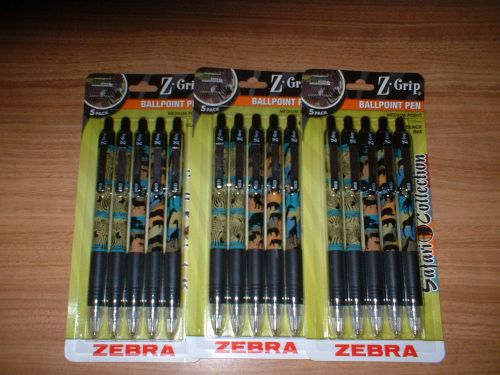 3 PACKAGES (15) ZEBRA Z GRIP BLACK PENS BRAND NEW &amp; SEALED IN BOX FREE SHIPPING