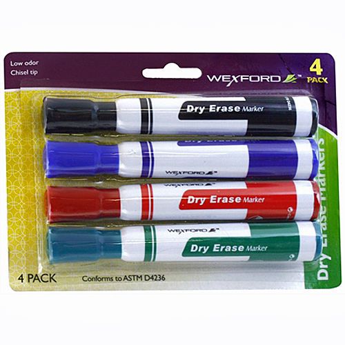 Wexford Dry Erase Marker 6 Packs of 4 Green Red Blue Black Total of 24 Markers