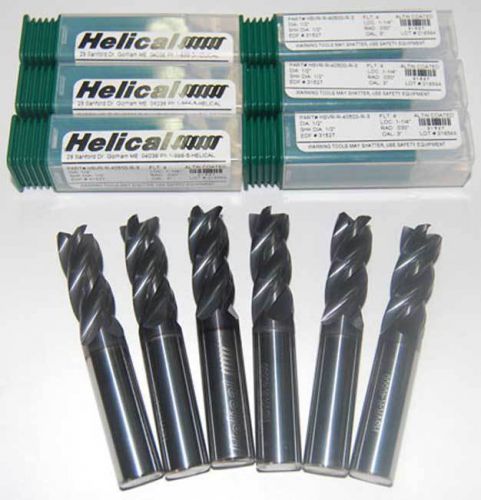 6 pc. helical 1/2&#034;x1-1/4&#034; vari. pitch carbide end mills w/c.r-stainless,titanium for sale