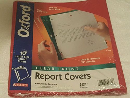 Oxford Clear Front Red Report Covers 10 in package  55881 New