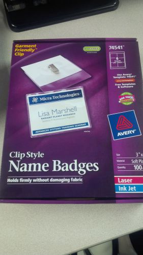 Avery Top Loading Clip Style Name Badges, 3&#034; x 4&#034;, 100/Pack   74514