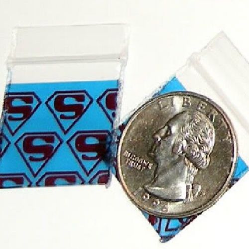 200 Mini Ziplock Bags Superman 1 x 1&#034; Apple reclosable baggies 1010