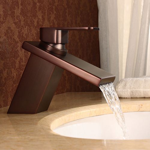 Waterfall One Hole ORB Bathroom Sink Faucet Mixer Valve Basin Brass Single Lever