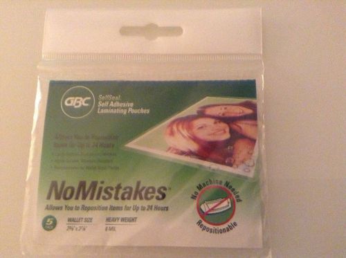 Gbc self adhesive laminating pouches 5 pack wallet size for sale