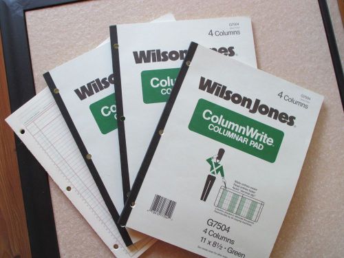 Lot of 4 Wilson Jones Vintage ColumnWrite Columnar Pads G7504 Green 4-Column