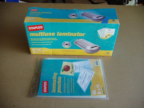 Staples multiuse laminator model lm1910 up to 14-1/2&#039;&#039; + 60 pouches pack unused for sale