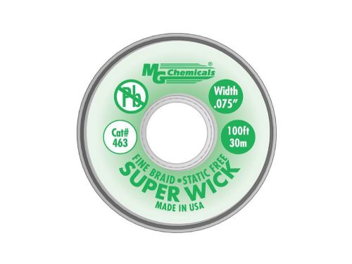 Mg chemicals 463 series #3 fine braid super wick with rma flux, 100&#039; x 0.075&#034; for sale