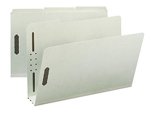 Smead 100% Recycled Pressboard Fastener File Folder, 1/3-Cut Tab, 3&#034; Expansion,