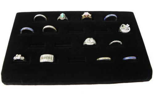 Black Slotted 18 Ring Display Pad Jewelry Tray 18 slots