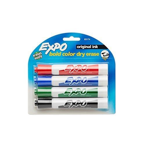 Expo Original Chisel Tip Dry Erase Markers, 4 Colored Markers (83174K)