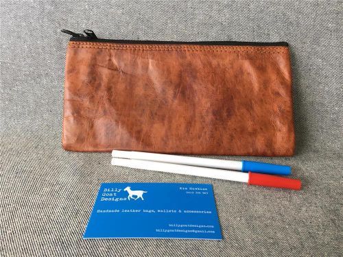 Handmade Goat Leather Pencil Case Wallet WPC2 Art Draw Billy Goat Designs