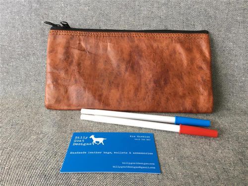 Handmade Goat Leather Pencil Case Wallet WPC2 Art Draw Billy Goat Designs