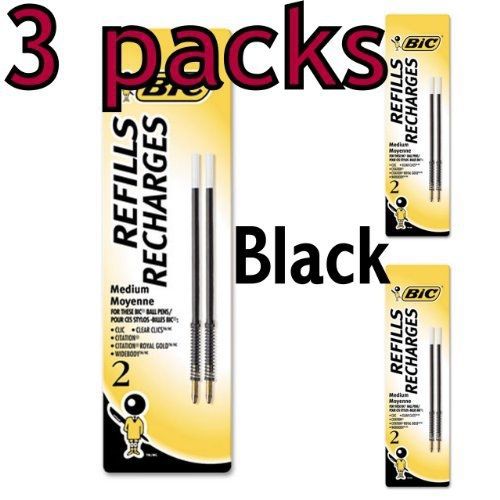 Bic america value pack of 6 bic standard refills - medium point 1.0mm fits wide for sale