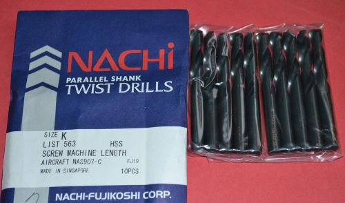 10 Pcs NACHI &#034;K&#034; Screw Machine Length - Aircraft style-Black Oxide  HSS Drills