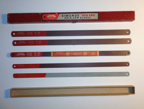 SIMONDS &#034;RED END&#034; HACK SAW BLADES, NEW-OLD-STOCK. 14 ASST. BLADES w/BOX CHOICE!