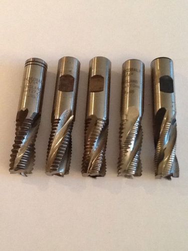 Machinist Lot Of 5 HS &amp; Cobalt 3/4&#034; Roughing End Mills, TRW, Cleveland, England