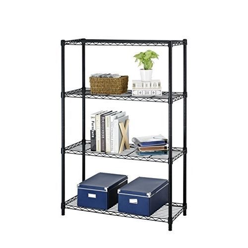 New black storage rack 4-tier organizer kitchen shelving steel wire shelves cart for sale
