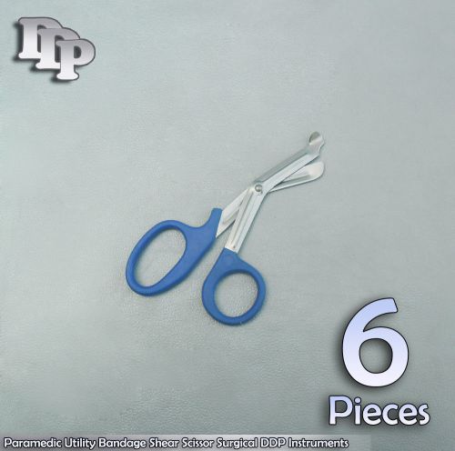 6 Pcs Paramedic Utility Bandage Shear Scissor 5.5&#034; Royal Blue Handle