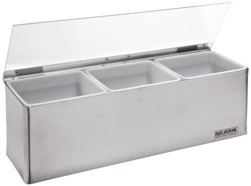 San jamar b6183l ez-chill stainless steel garnish center with 1qt inserts, 18&#034; for sale