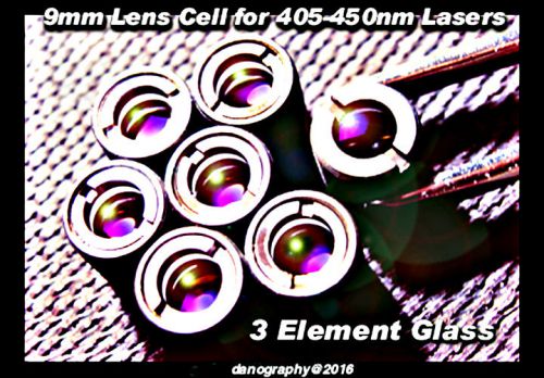 3 Element Coated Glass Laser Optic for 405nm and 445nm Lasers - 9mm Cell