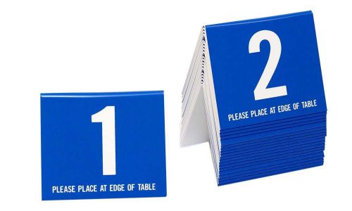 Plastic Table Numbers 1-20 Tent Style, Blue w/white number, Free shipping