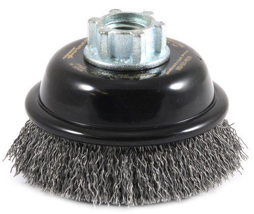 Forney 72856 Wire Cup Brush, Industrial Pro Coarse Crimped with 5/8-Inch-11 and